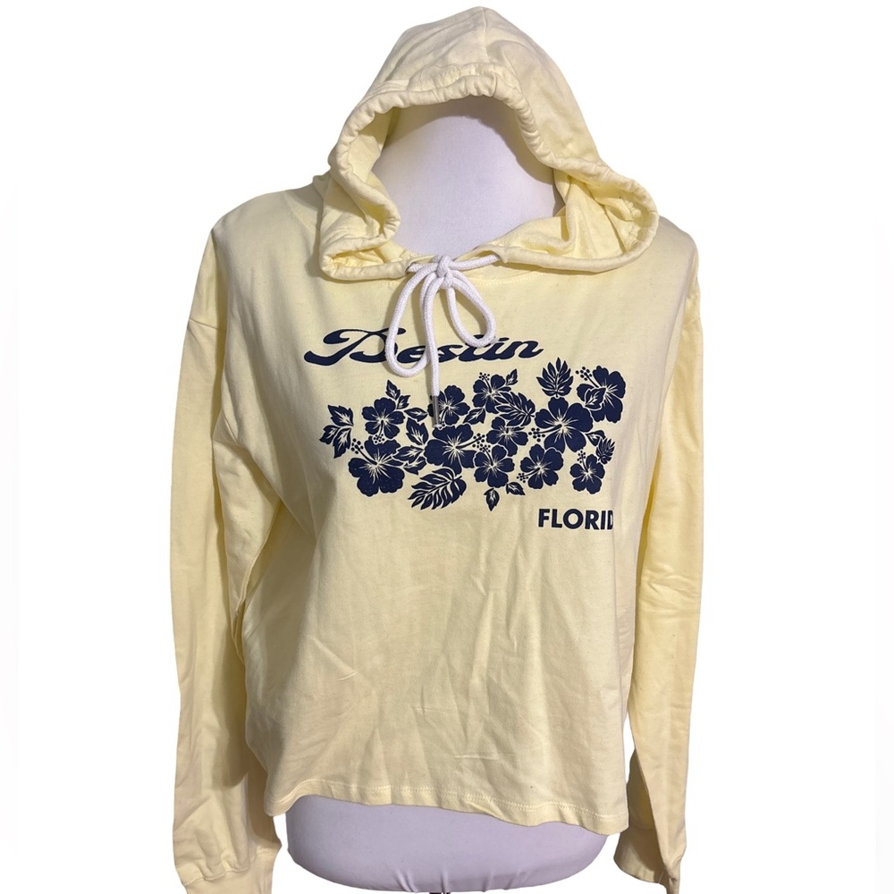Southern Spirit Yellow Floral Print Crop Hoodie